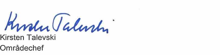 Områdechef Kirsten Talevskis underskrift